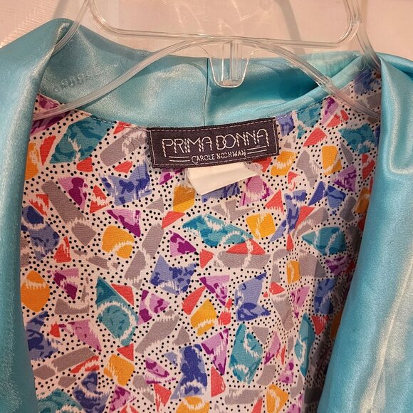 Vintage Satin Robe Funky Abstract Pattern 80s 90s Retro Themed Lightweight XL 1X - Picture 6 of 9